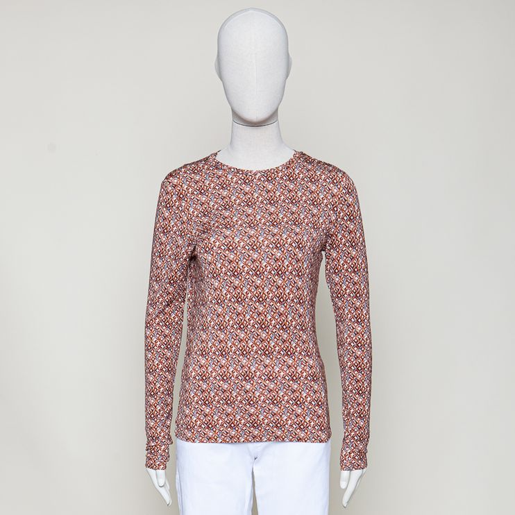 Printed long sleeve T-shirt Tiles Flower Doeskin