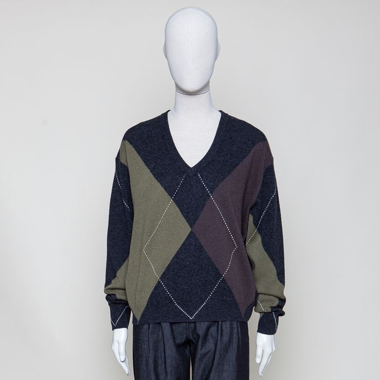 Philippa sweater grey/olive argyle