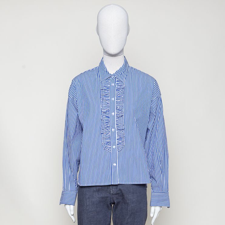 Liline Poplin Striped blau weiss gestreift