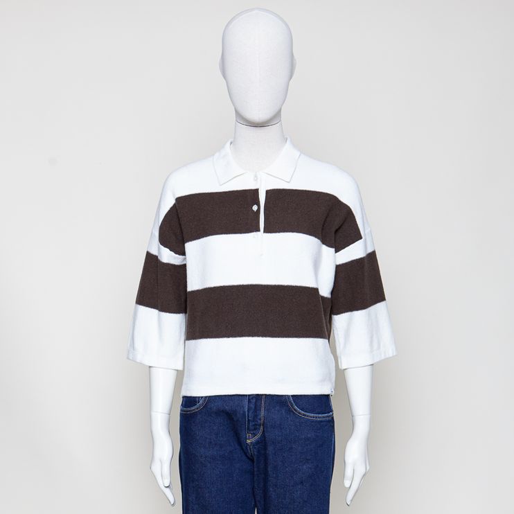 Cardigan stripe ecru/tabac