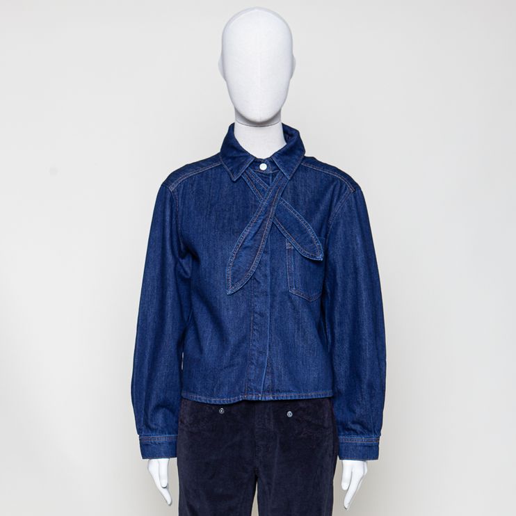 OCS Blended Jeansbluse cropped dunkelbalu