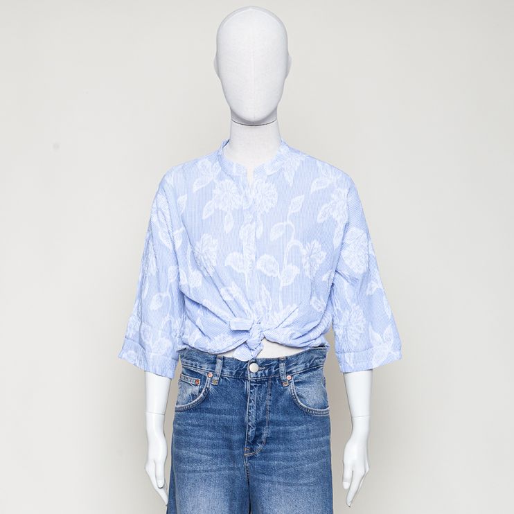 Messalin Cotton Striped hellblau/weiss gestreift