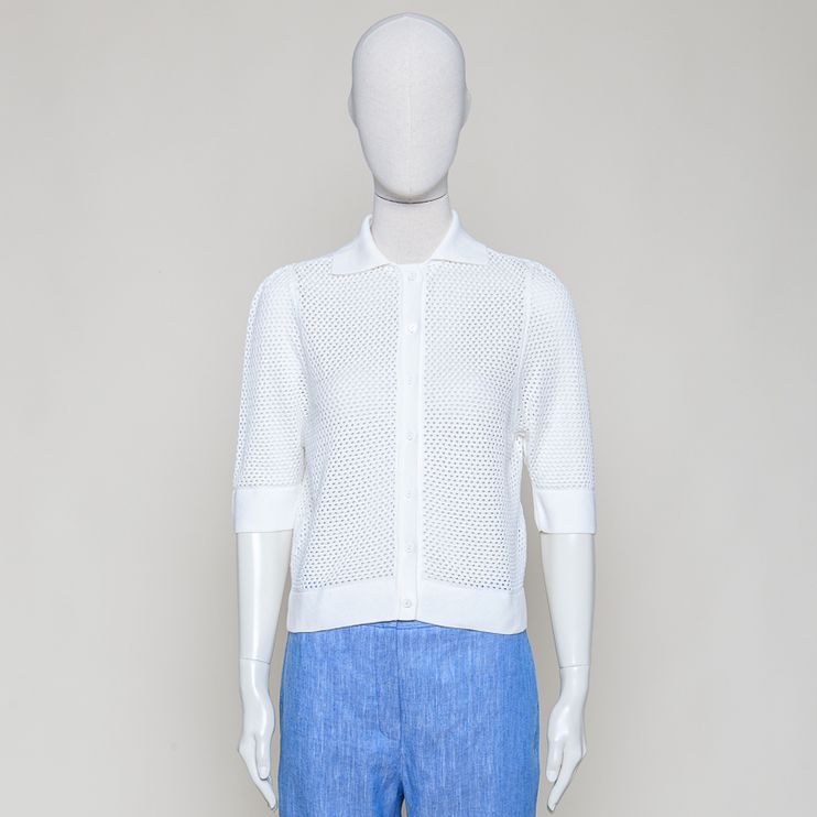 Strickjacke kurzarm off white