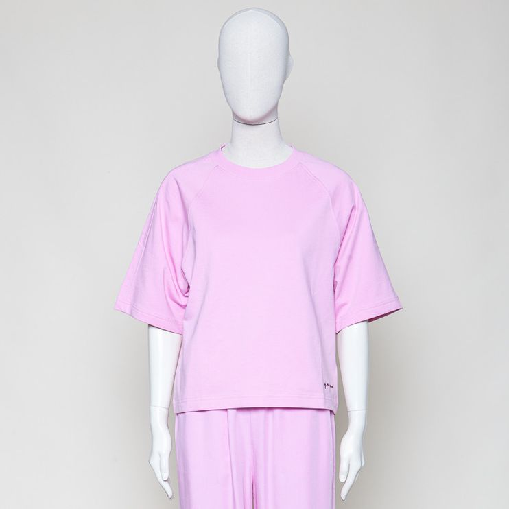 GOTS Organic DfC Kurzarm-Sweat relaxed pale bubblegum