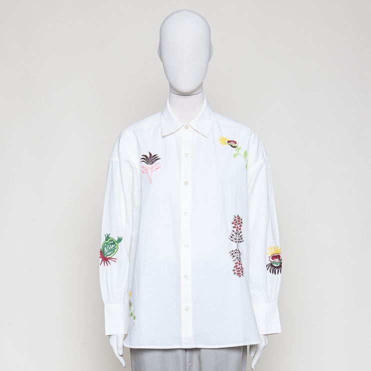 Embroidered Girlfriend shirt vanille m Stickerei