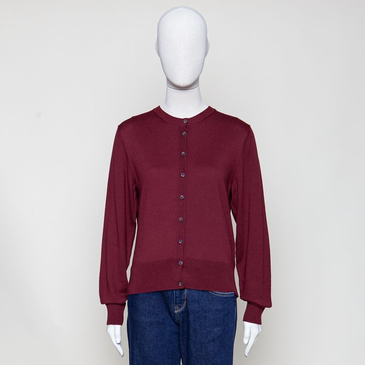 Fine Knit Cardigan velvet red