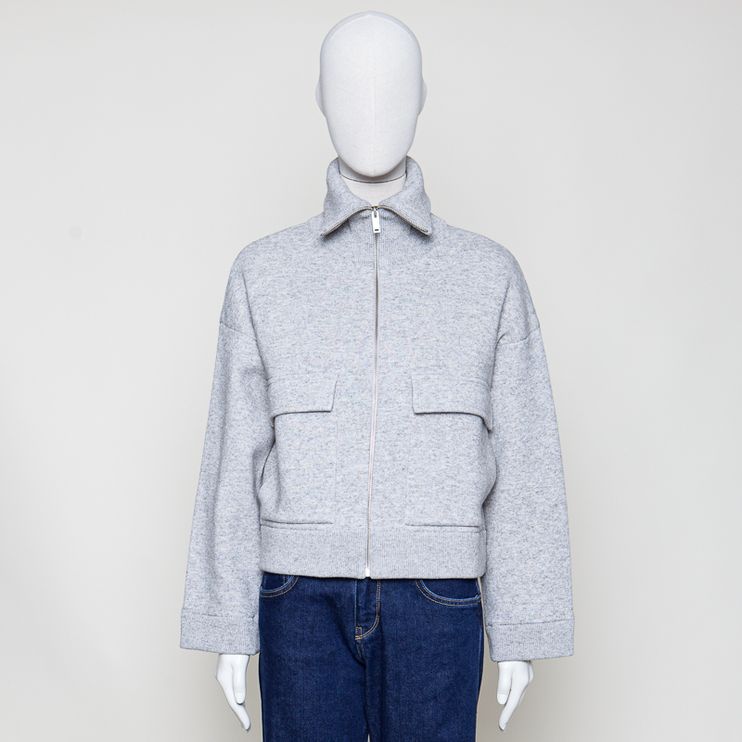Cotton-Wool Knit Jacket dark honey melange
