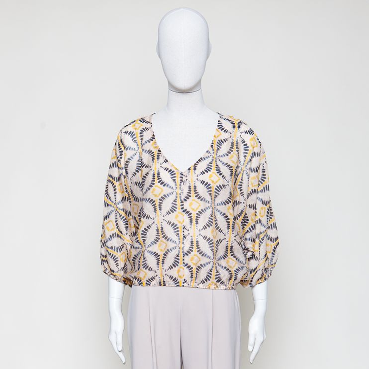 Blouse AOP sand/navy