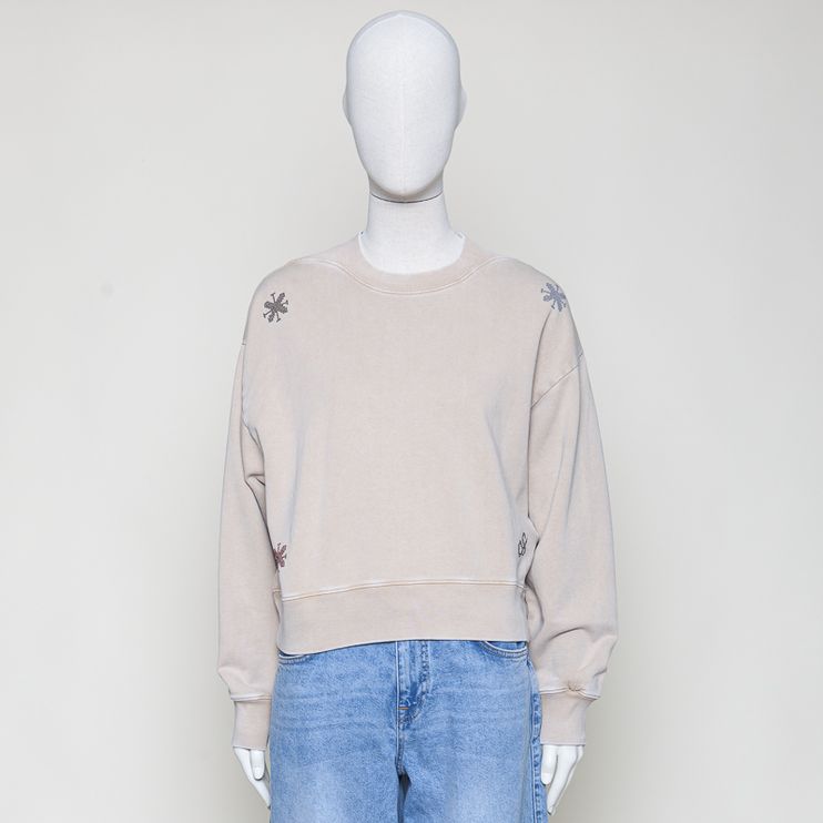 washed sweatshirt embroiedery doeskin