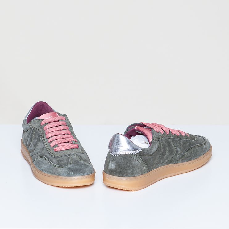 Olivia court suede green-silver