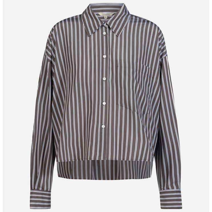 Perlina longsleeve poplin striped coffee