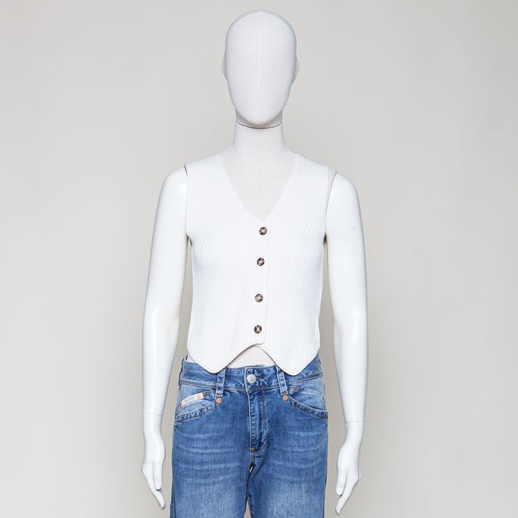 GOTS Organic DfC Strickweste regular offwhite