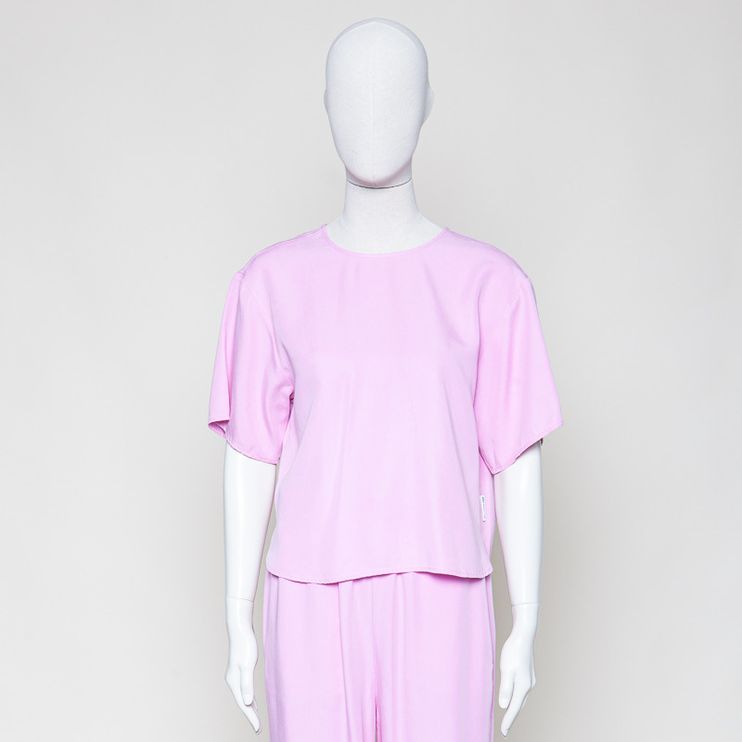 Crop-Blusenshirt relaxed pink