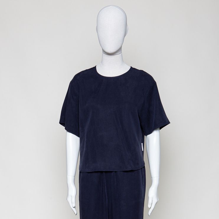 Crop-Blusenshirt relaxed blue depths