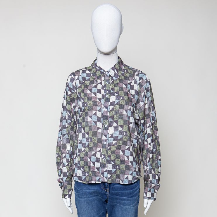 grafisch gemusterte Bluse 