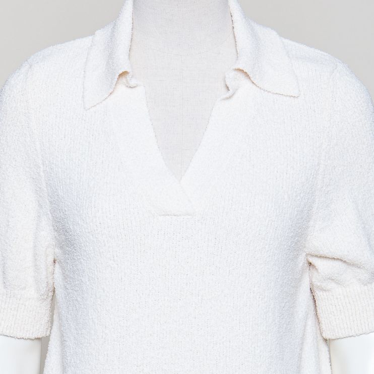 Boucle Polo-Pullunder creme