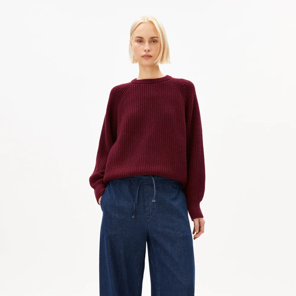 Rib Knit Sweater velvet red