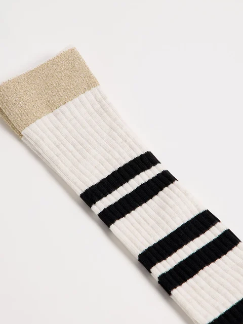 Streifen Kniestrümpfe white melange