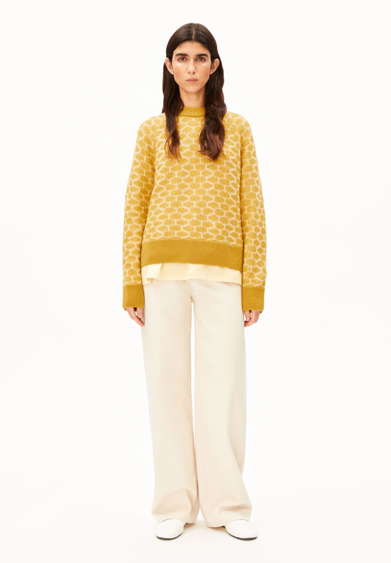 Wool multi Dots Knit Sweater mosslache-oatmilk