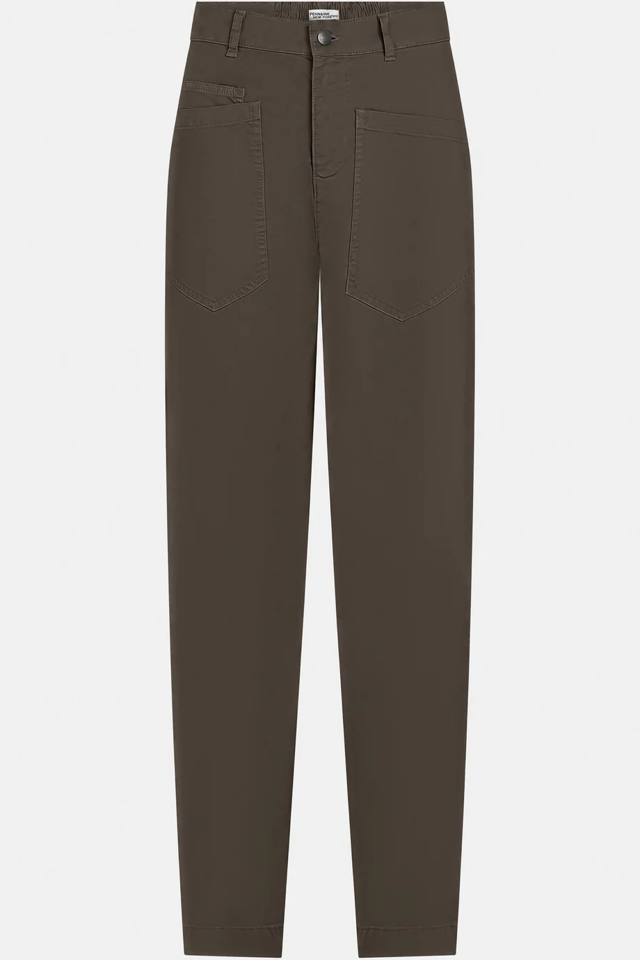 Dunkelbraune, weite Cargohose mit zwei seitlichen Taschen und Gürtelschlaufen.