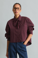 gestreifte Schluppen-Bluse dark red