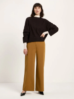 Oversized Rundhalspullover GOTS chocolate tweed