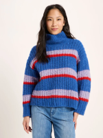 Grobstrickpullover blue violet stripe