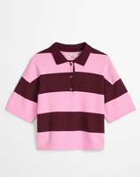 Blended Strick-Poloshirt bordaux gestreift