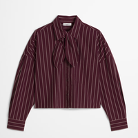 gestreifte Schluppen-Bluse dark red