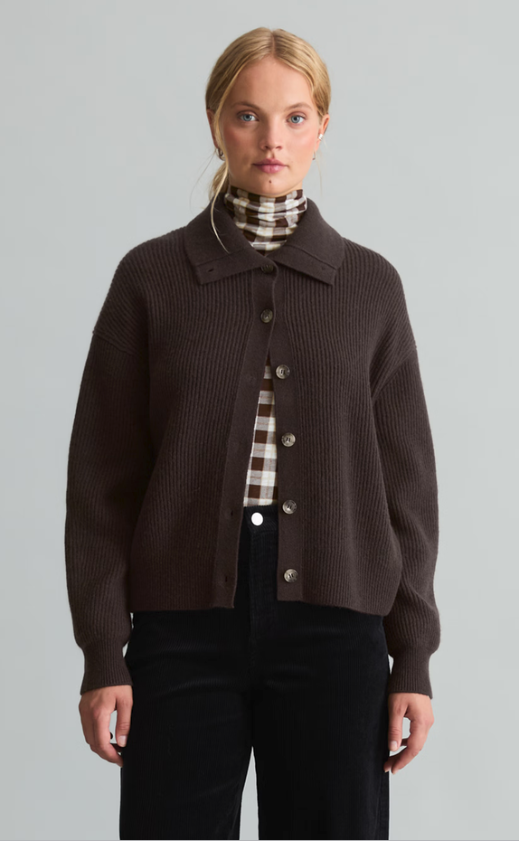 RWS Meriono-Cardigan regular espresso brown