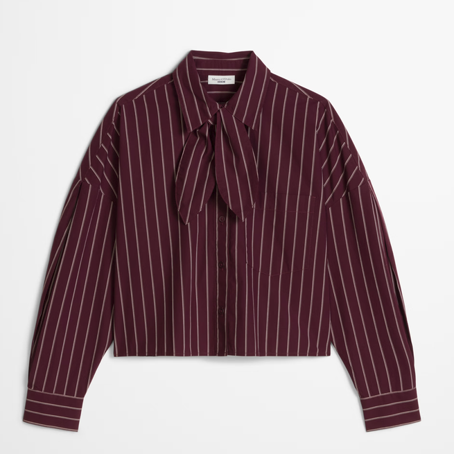 gestreifte Schluppen-Bluse dark red
