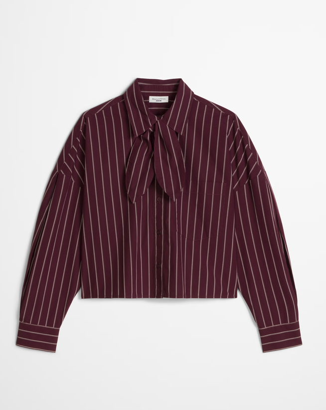 gestreifte Schluppen-Bluse dark red